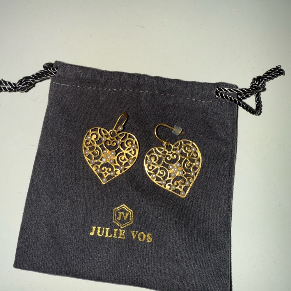 Julie Vos Gold Filigree Heart Earrings
